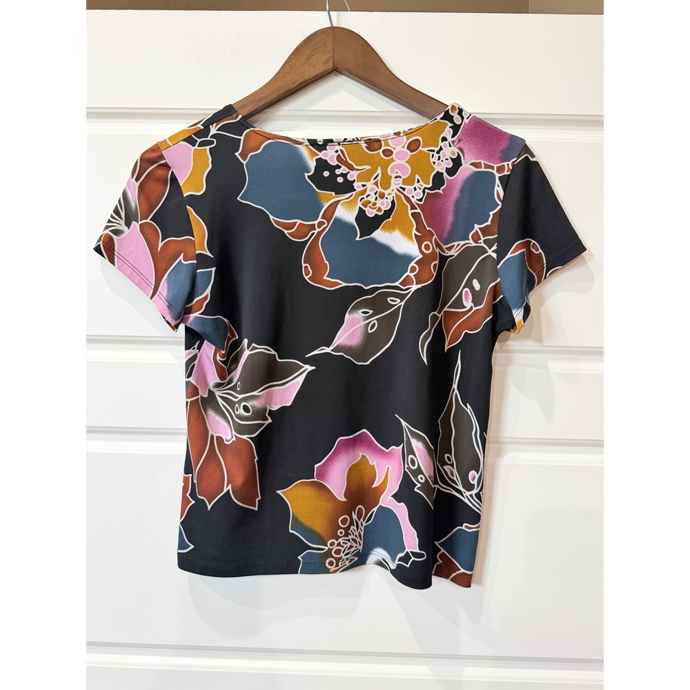 In Cahoots Multicolor Floral Print Short Sleeve Top Medium Fairycore Y2K - Picture 5 of 7